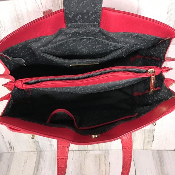 Olivia + Joy coral briefcase style shoulder tote - Picture 5 of 11